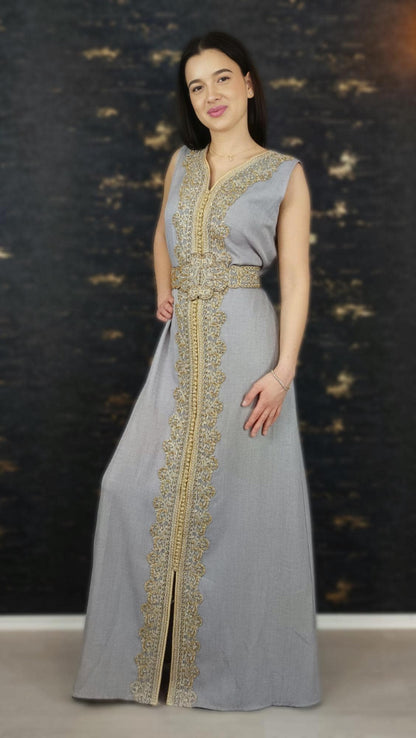 Silbergrau Kaftan | Frauen Kaftan |(L)| abaya | Arabisches Kleid | marokkanische kaftan | Dubai Kaftan | Takeshita | Henna Kleid | Karakou (etsy image id: 6748283153)