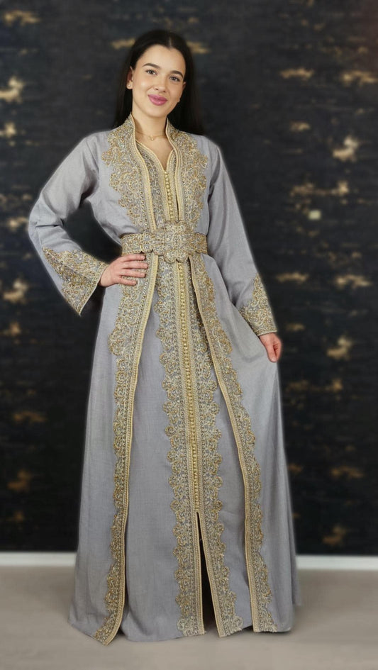 Silbergrau Kaftan | Frauen Kaftan |(L)| abaya | Arabisches Kleid | marokkanische kaftan | Dubai Kaftan | Takeshita | Henna Kleid | Karakou (etsy image id: 6748284667)