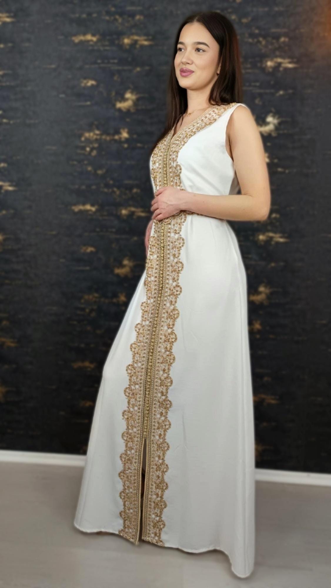 Takeshita | Henna Kleid | Kaftan Frauen | Kaftan weiß | Hochzeit | marokkanische kaftan | Ukrainisches besticktes kleid __etsy:6861914112