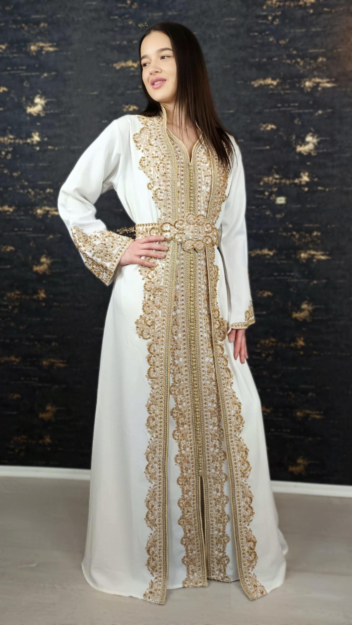 Takeshita | Henna Kleid | Kaftan Frauen | Kaftan weiß | Hochzeit | marokkanische kaftan | Ukrainisches besticktes kleid __etsy:6861914198