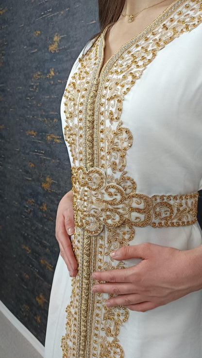 Takeshita | Henna Kleid | Kaftan Frauen | Kaftan weiß | Hochzeit | marokkanische kaftan | Ukrainisches besticktes kleid __etsy:6909892643