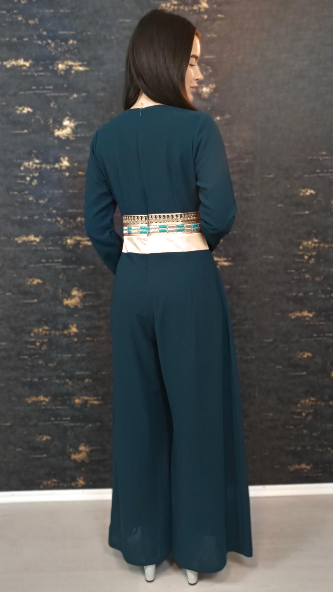 Luxus Overall Dubai, Petrol, Hosenanzug, Jumpsuit, Kaftan, Hennakleid, Kaftan Dress, Kaftan Frauen, Abendkleid, Verlobung, Abschlusskleid (etsy image id: 6910171015)