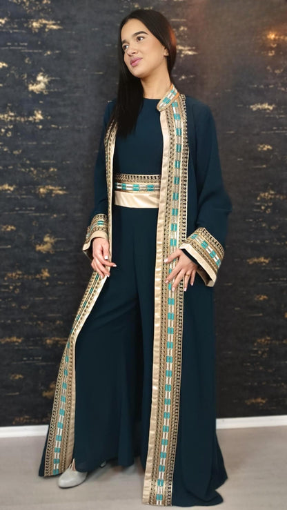 Luxus Overall Dubai, Petrol, Hosenanzug, Jumpsuit, Kaftan, Hennakleid, Kaftan Dress, Kaftan Frauen, Abendkleid, Verlobung, Abschlusskleid (etsy image id: 6910171055)