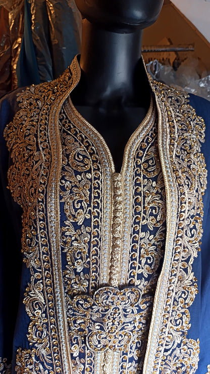 Dunkelblau Kaftan | Frauen Kaftan |(L) | traditionelles Kleid | marokkanische kaftan | Henna Kleid | Takeshita | Kaftan für Hochzeit __etsy:7009195710