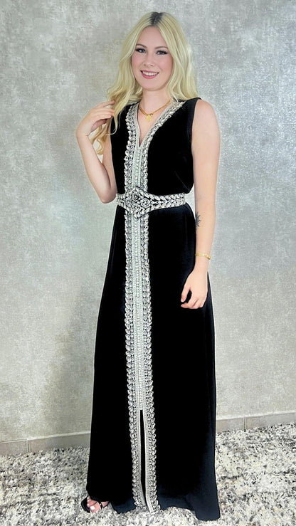 Schwarzer Kaftan für Frauen – Marokkanisches Abendkleid, Schwarzer Boho Kaftan – Festliches Kleid für Henna, S-XXL,  Schwarze Takschita (etsy image id: 7259071306)