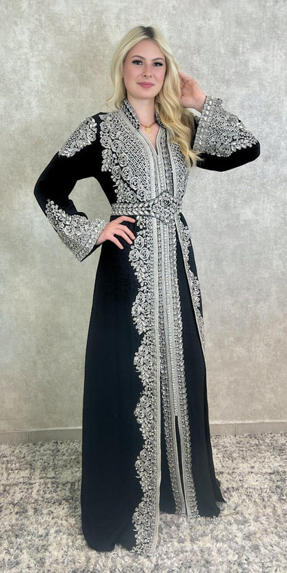 Schwarzer Kaftan für Frauen – Marokkanisches Abendkleid, Schwarzer Boho Kaftan – Festliches Kleid für Henna, S-XXL,  Schwarze Takschita (etsy image id: 7264545828)