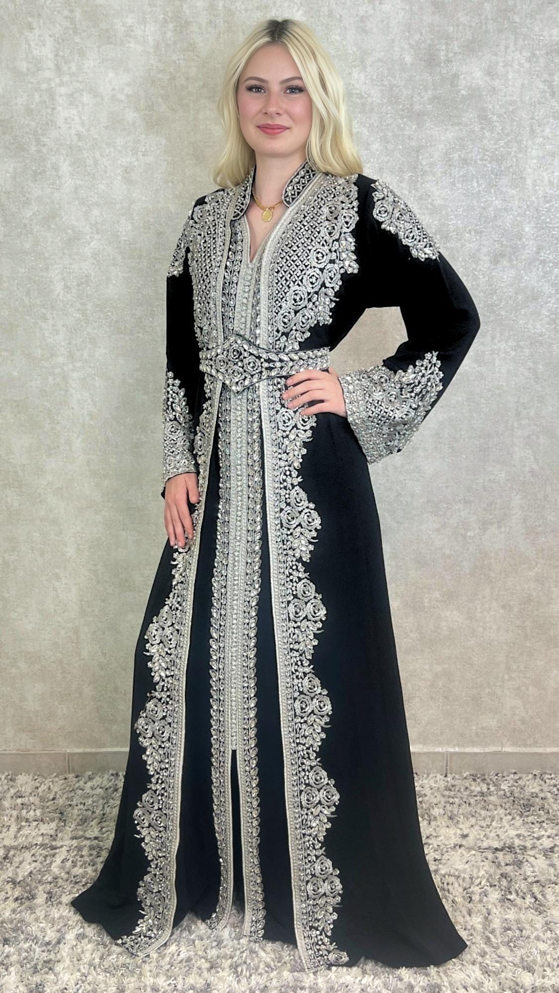 Schwarzer Kaftan für Frauen – Marokkanisches Abendkleid, Schwarzer Boho Kaftan – Festliches Kleid für Henna, S-XXL,  Schwarze Takschita (etsy image id: 7307012603)