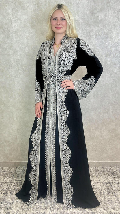 Schwarzer Kaftan für Frauen – Marokkanisches Abendkleid, Schwarzer Boho Kaftan – Festliches Kleid für Henna, S-XXL,  Schwarze Takschita (etsy image id: 7307012603)