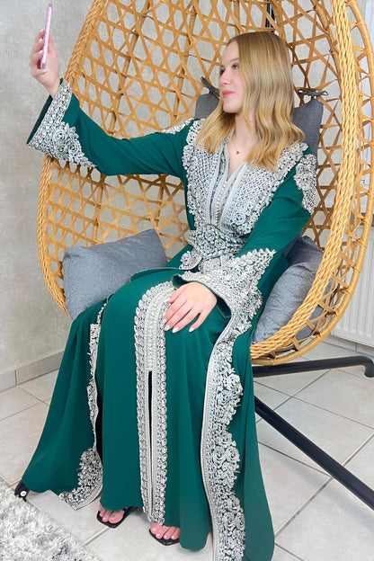 Takeshita | Henna Kleid | Kaftan Frauen | Kaftan Dunkelgrün | Hochzeit | marokkanische kaftan | Ukrainisches besticktes kleid __etsy:7397261696