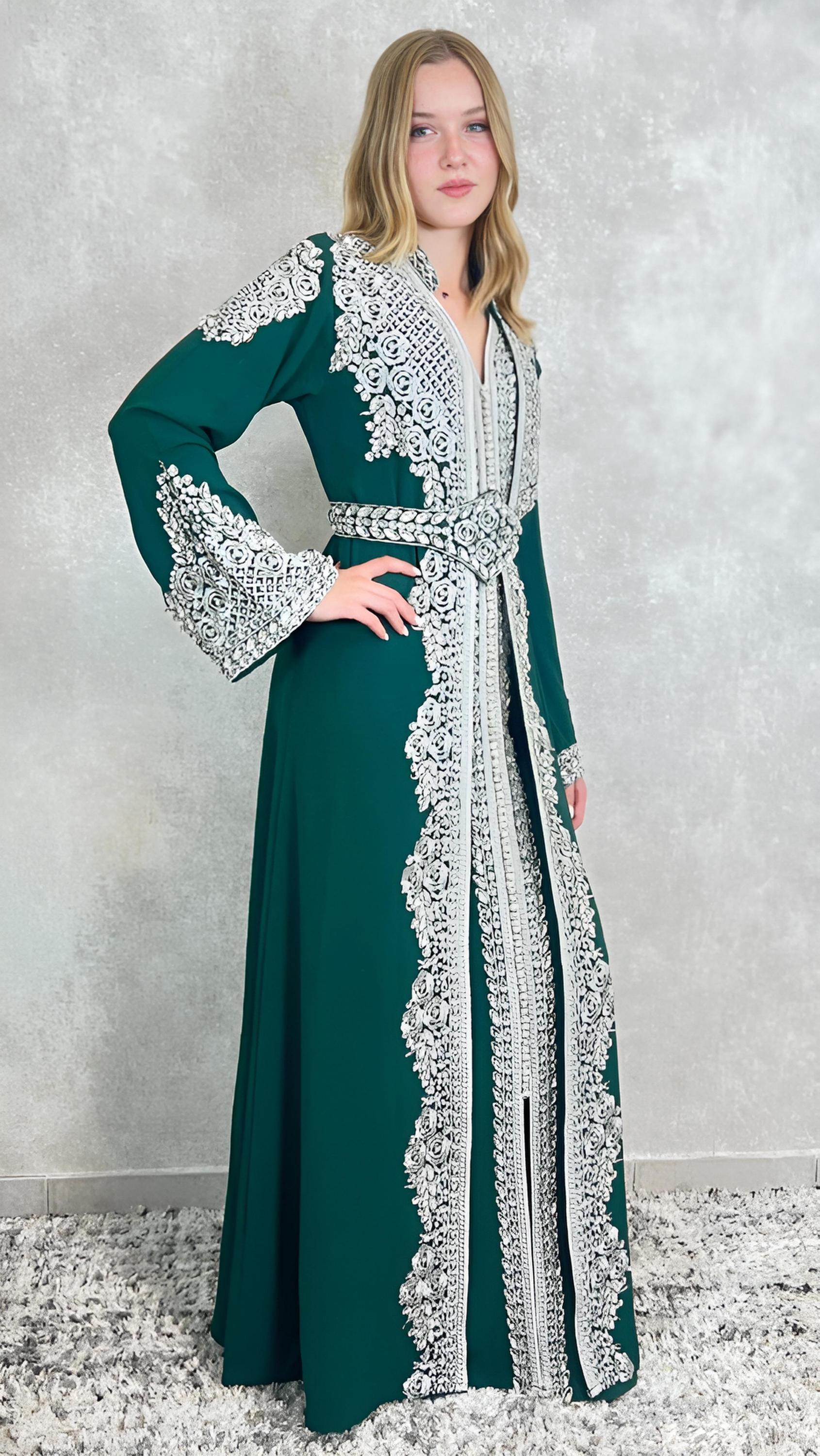 Takeshita | Henna Kleid | Kaftan Frauen | Kaftan Dunkelgrün | Hochzeit | marokkanische kaftan | Ukrainisches besticktes kleid __etsy:7397261946