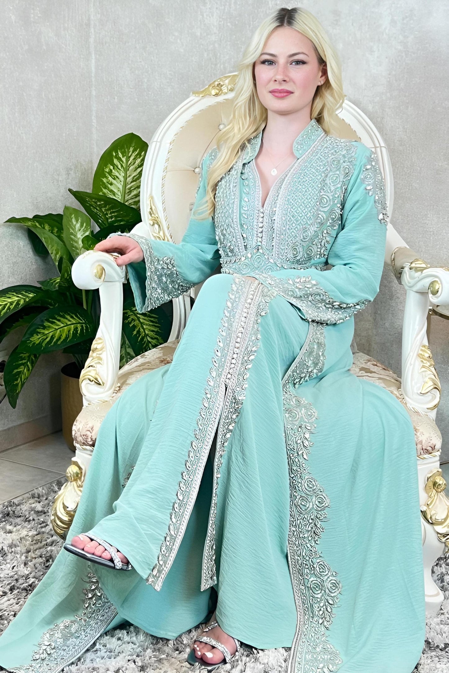 Mintgrün Kaftan | Frauen Kaftan |(L)| abaya | Arabisches Kleid | marokkanische kaftan | Dubai Kaftan | Takeshita | Henna Kleid | Karakou __etsy:7397636610