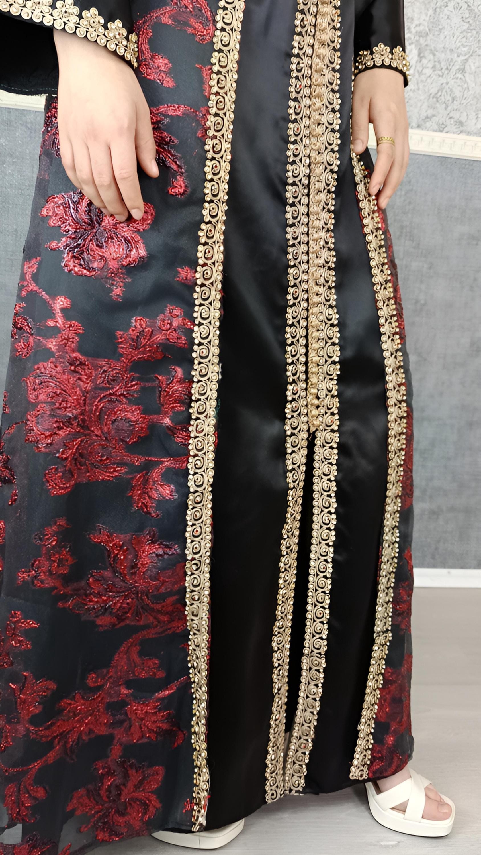 Kaftan rote Blume, Kaftan Frauen, Abaya, Abendkleid, Hochzeit, Abschlußkleid, Dubai Kaftan, Takschita, Hennakleid, Festkleid, arab. Kaftan __etsy:7678817480
