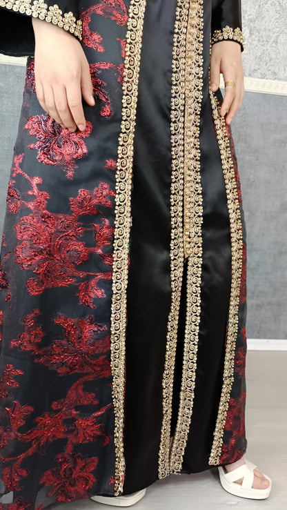 Kaftan rote Blume, Kaftan Frauen, Abaya, Abendkleid, Hochzeit, Abschlußkleid, Dubai Kaftan, Takschita, Hennakleid, Festkleid, arab. Kaftan __etsy:7678817480