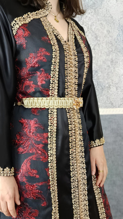 Kaftan rote Blume, Kaftan Frauen, Abaya, Abendkleid, Hochzeit, Abschlußkleid, Dubai Kaftan, Takschita, Hennakleid, Festkleid, arab. Kaftan __etsy:7678986092