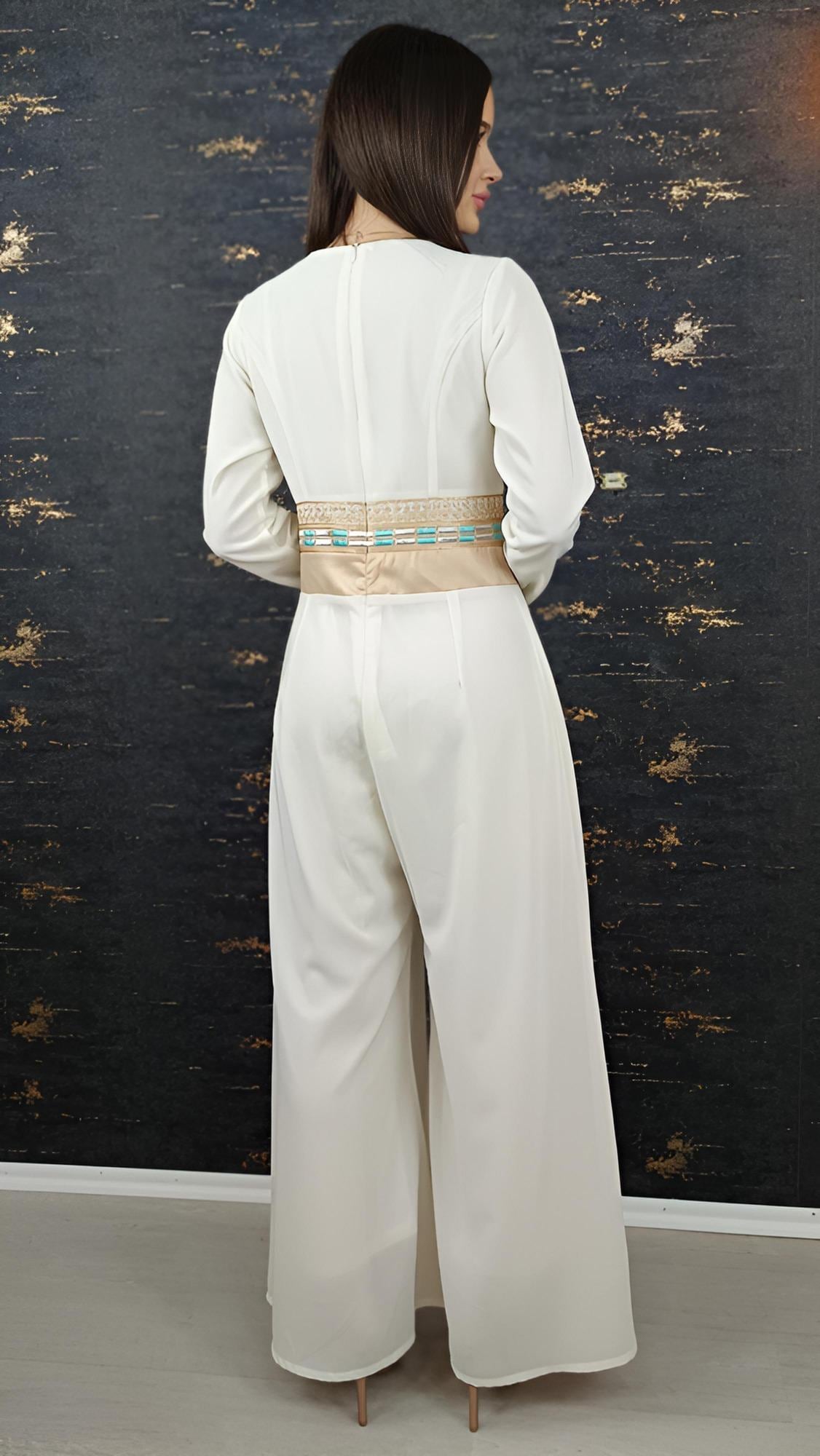 Luxus Overall Dubai, weiß, Hochzeit, Hosenanzug, Jumpsuit, Kaftan, Hennakleid, Kaftan Dress, Kaftan Frauen, Abendkleid, Abschlusskleid __etsy:7683873496