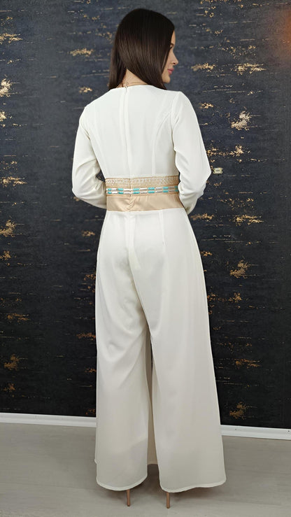 Luxus Overall Dubai, weiß, Hochzeit, Hosenanzug, Jumpsuit, Kaftan, Hennakleid, Kaftan Dress, Kaftan Frauen, Abendkleid, Abschlusskleid __etsy:7683873496