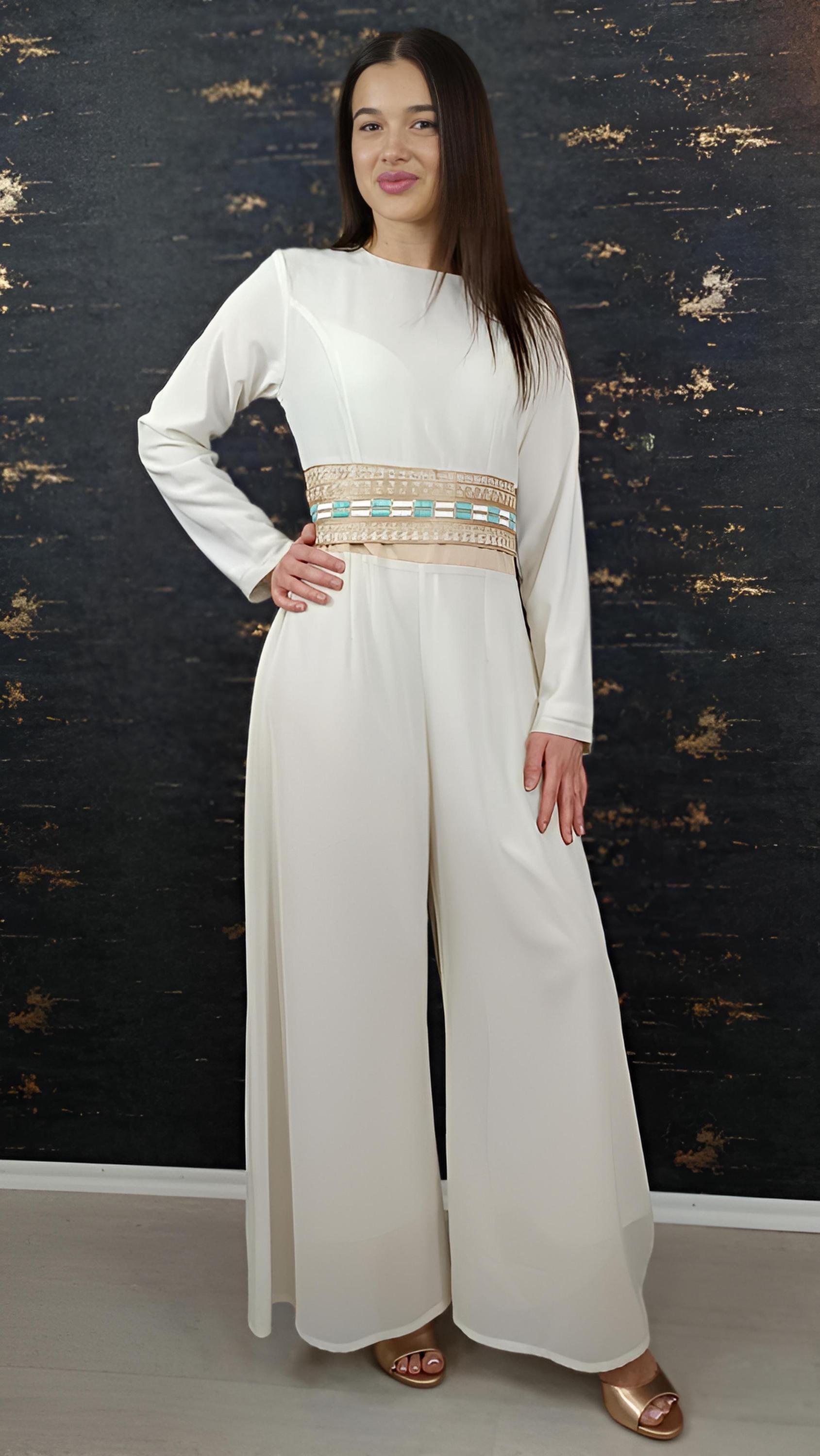 Luxus Overall Dubai, weiß, Hochzeit, Hosenanzug, Jumpsuit, Kaftan, Hennakleid, Kaftan Dress, Kaftan Frauen, Abendkleid, Abschlusskleid __etsy:7683873676