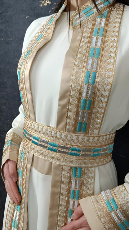 Luxus Overall Dubai, weiß, Hochzeit, Hosenanzug, Jumpsuit, Kaftan, Hennakleid, Kaftan Dress, Kaftan Frauen, Abendkleid, Abschlusskleid __etsy:7683873800
