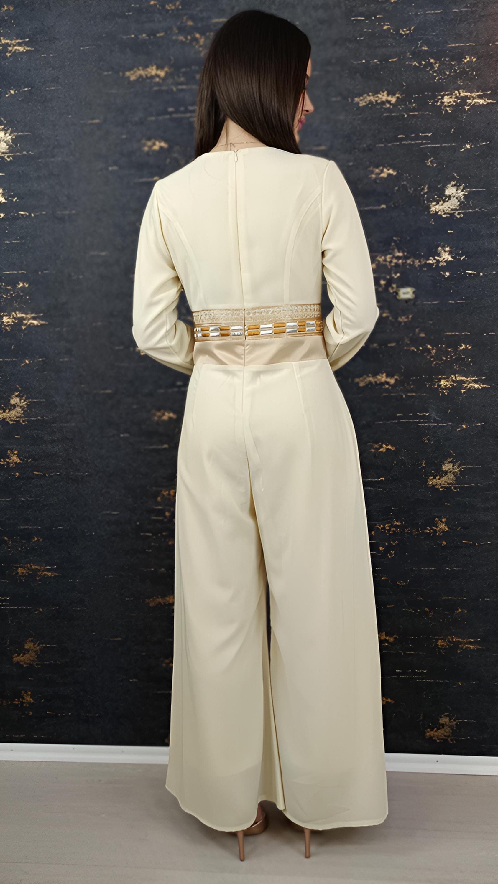 Luxus Overall Dubai, Creme, Hochzeit, Hosenanzug, Jumpsuit, Kaftan, Hennakleid, Kaftan Dress, Kaftan Frauen, Abendkleid, Abschlusskleid __etsy:7683889596