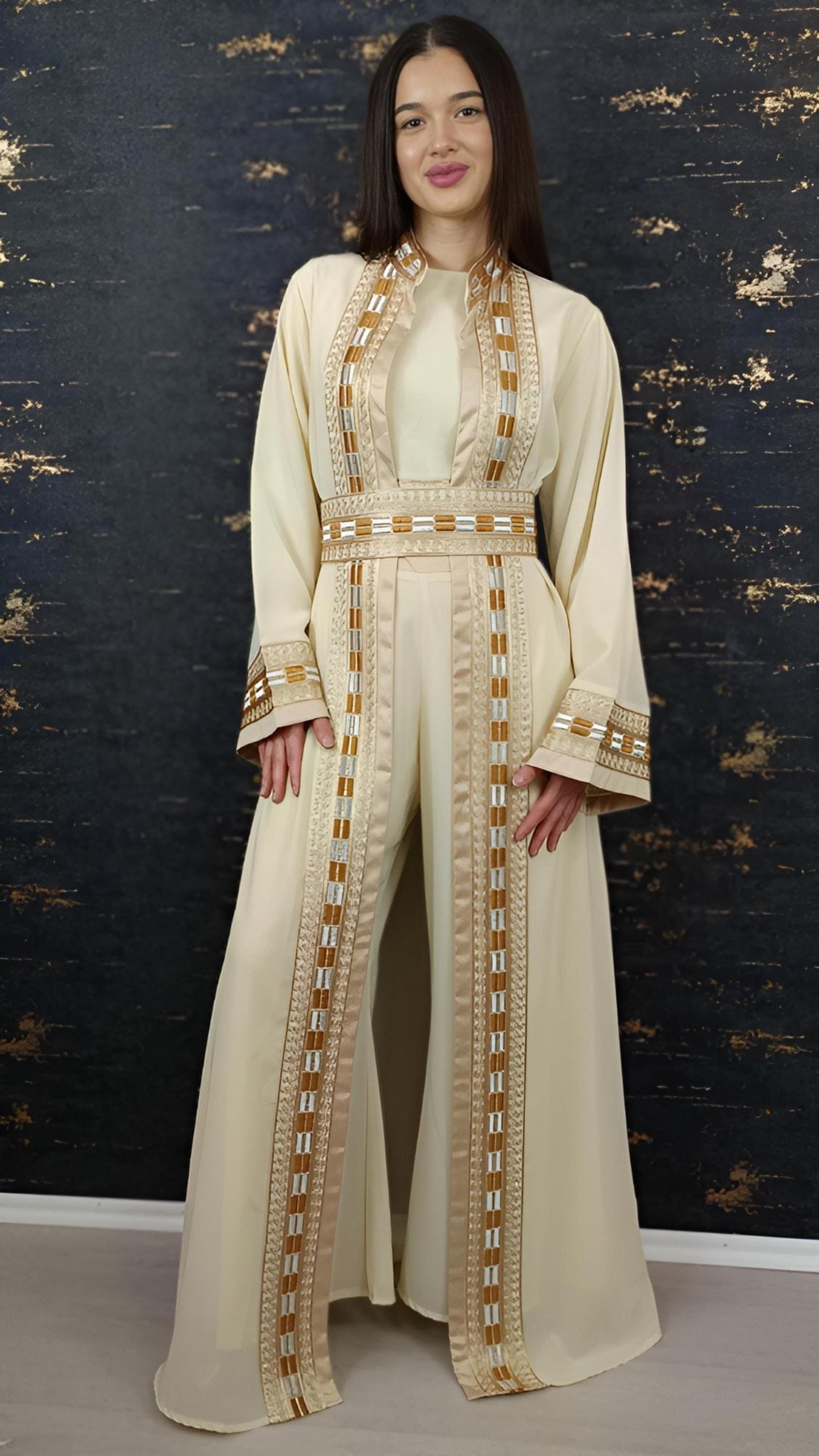 Luxus Overall Dubai, Creme, Hochzeit, Hosenanzug, Jumpsuit, Kaftan, Hennakleid, Kaftan Dress, Kaftan Frauen, Abendkleid, Abschlusskleid __etsy:7683889598