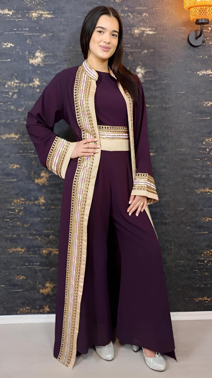 Luxus Overall Dubai, Aubergine, Hosenanzug, Jumpsuit, Kaftan, Hennakleid, Kaftan Dress, Kaftan Frauen, Abendkleid, Verlobung, Abschlusskleid __etsy:7683904250