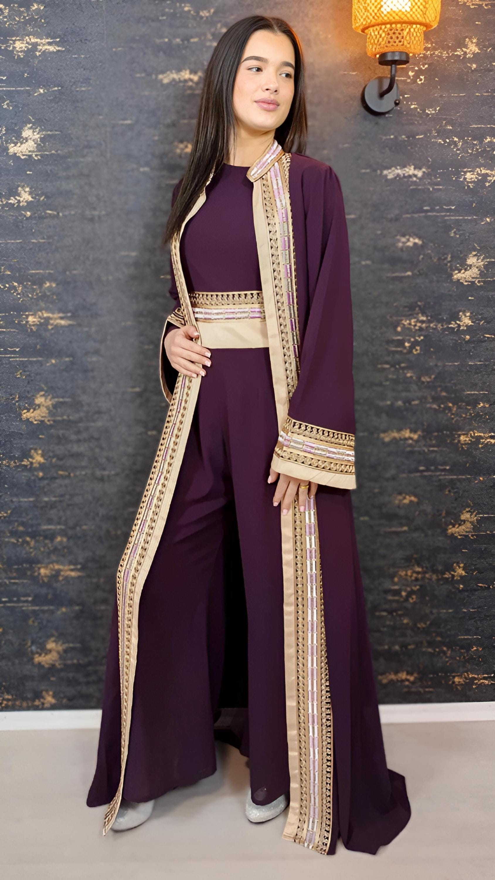 Luxus Overall Dubai, Aubergine, Hosenanzug, Jumpsuit, Kaftan, Hennakleid, Kaftan Dress, Kaftan Frauen, Abendkleid, Verlobung, Abschlusskleid __etsy:7683904338