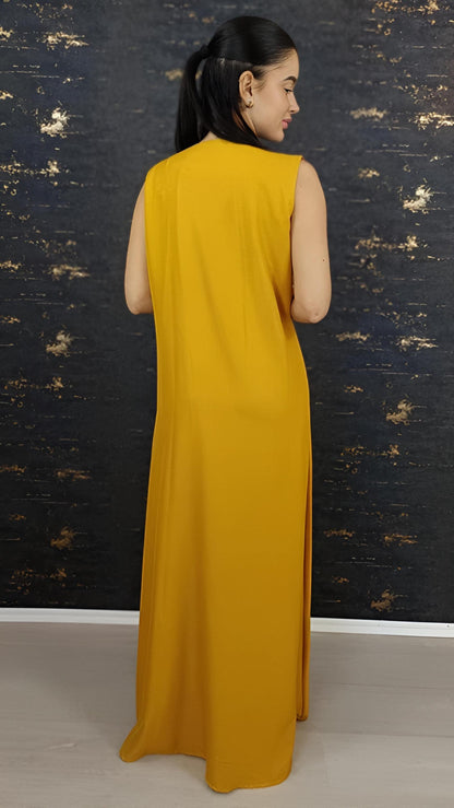 Kaftan Jasmin mit Abaya, gelb, Butterfly Ärmel, Gold Stickerei, Verlobung, arabischer Kaftan, Jalabiya, Hennakleid, Festkleid, Takshita (etsy image id: 7692647518)