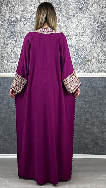Bisht kleine Blume, Magenta, mit Stickerei in Gold/Silber, Ramadan Abaya, Kaftan Frauen, Hennakleid, Kimono __etsy:7698496849
