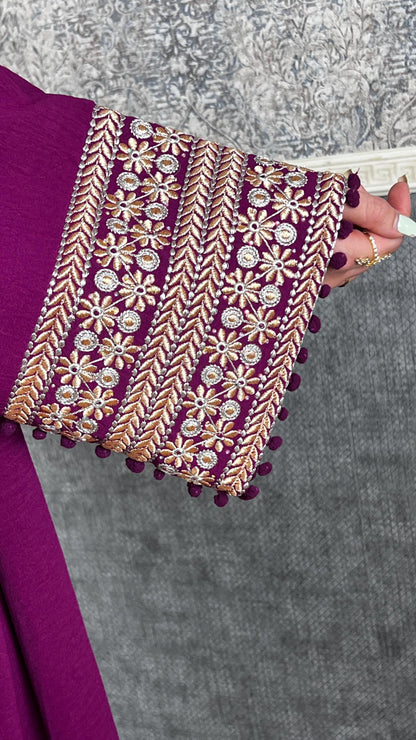Bisht kleine Blume, Magenta, mit Stickerei in Gold/Silber, Ramadan Abaya, Kaftan Frauen, Hennakleid, Kimono __etsy:7698497361