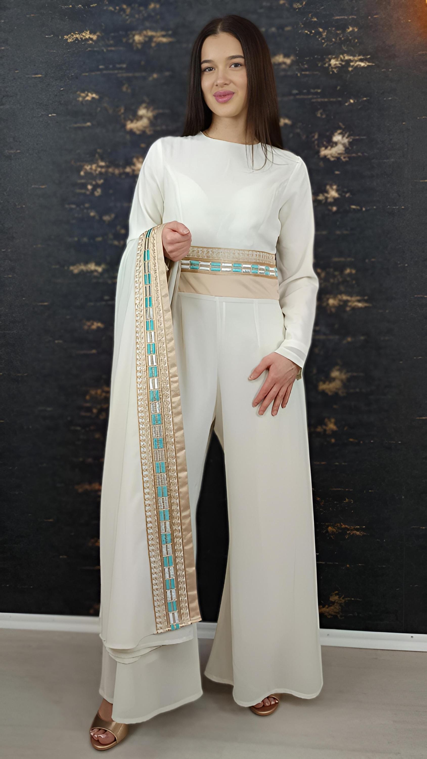 Luxus Overall Dubai, weiß, Hochzeit, Hosenanzug, Jumpsuit, Kaftan, Hennakleid, Kaftan Dress, Kaftan Frauen, Abendkleid, Abschlusskleid __etsy:7731818179