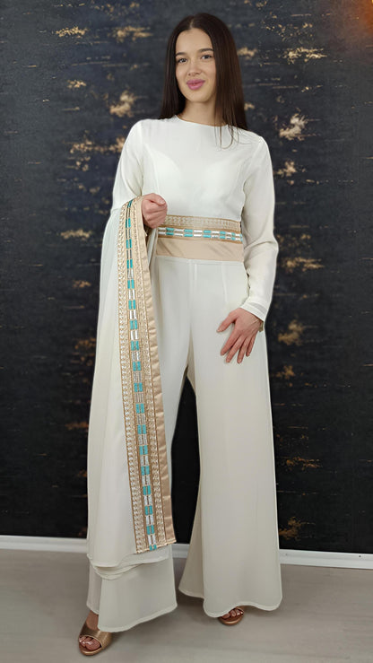Luxus Overall Dubai, weiß, Hochzeit, Hosenanzug, Jumpsuit, Kaftan, Hennakleid, Kaftan Dress, Kaftan Frauen, Abendkleid, Abschlusskleid __etsy:7731818179