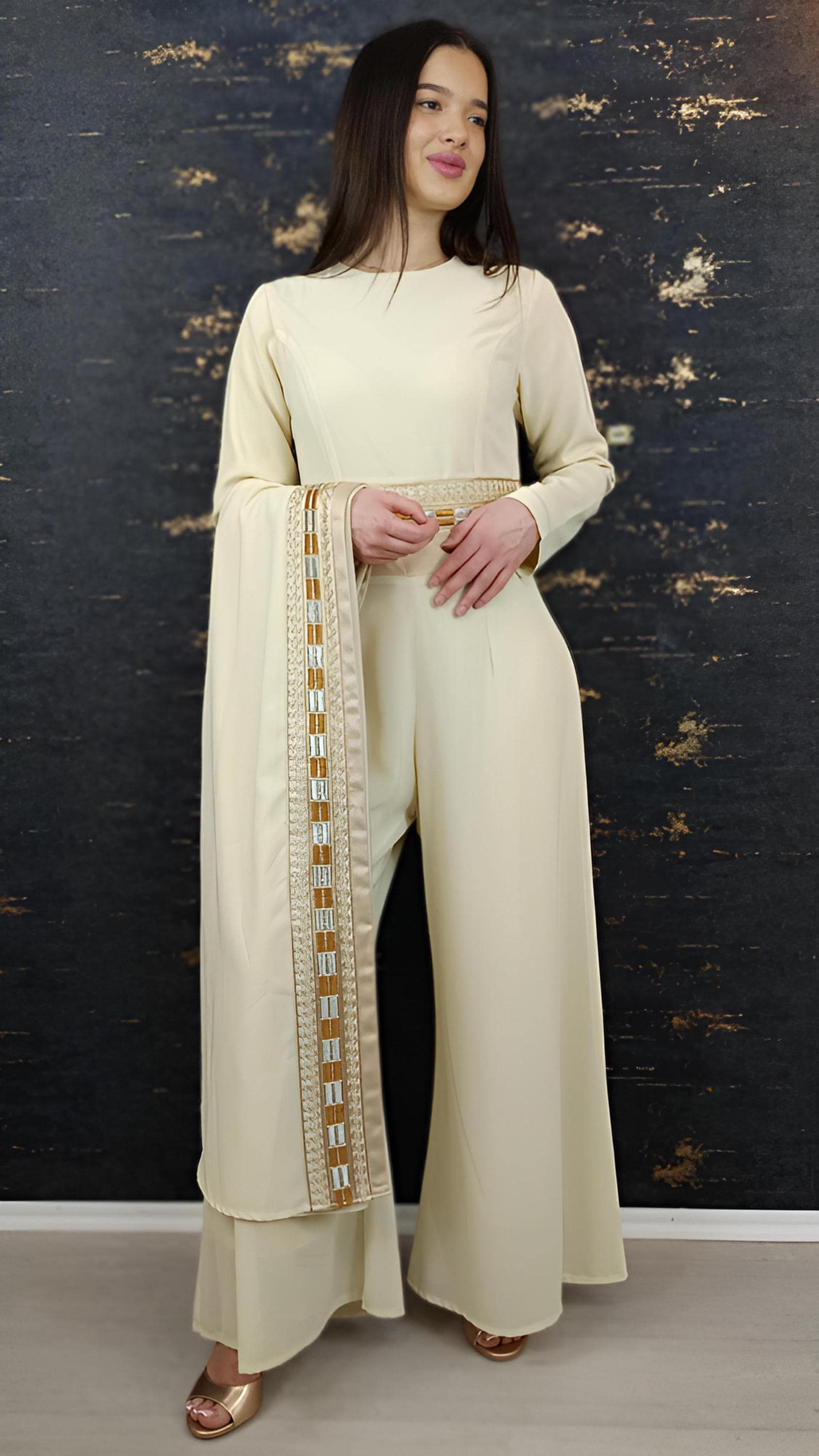 Luxus Overall Dubai, Creme, Hochzeit, Hosenanzug, Jumpsuit, Kaftan, Hennakleid, Kaftan Dress, Kaftan Frauen, Abendkleid, Abschlusskleid __etsy:7731834471