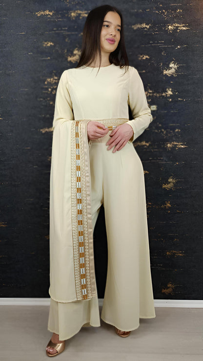 Luxus Overall Dubai, Creme, Hochzeit, Hosenanzug, Jumpsuit, Kaftan, Hennakleid, Kaftan Dress, Kaftan Frauen, Abendkleid, Abschlusskleid __etsy:7731834471