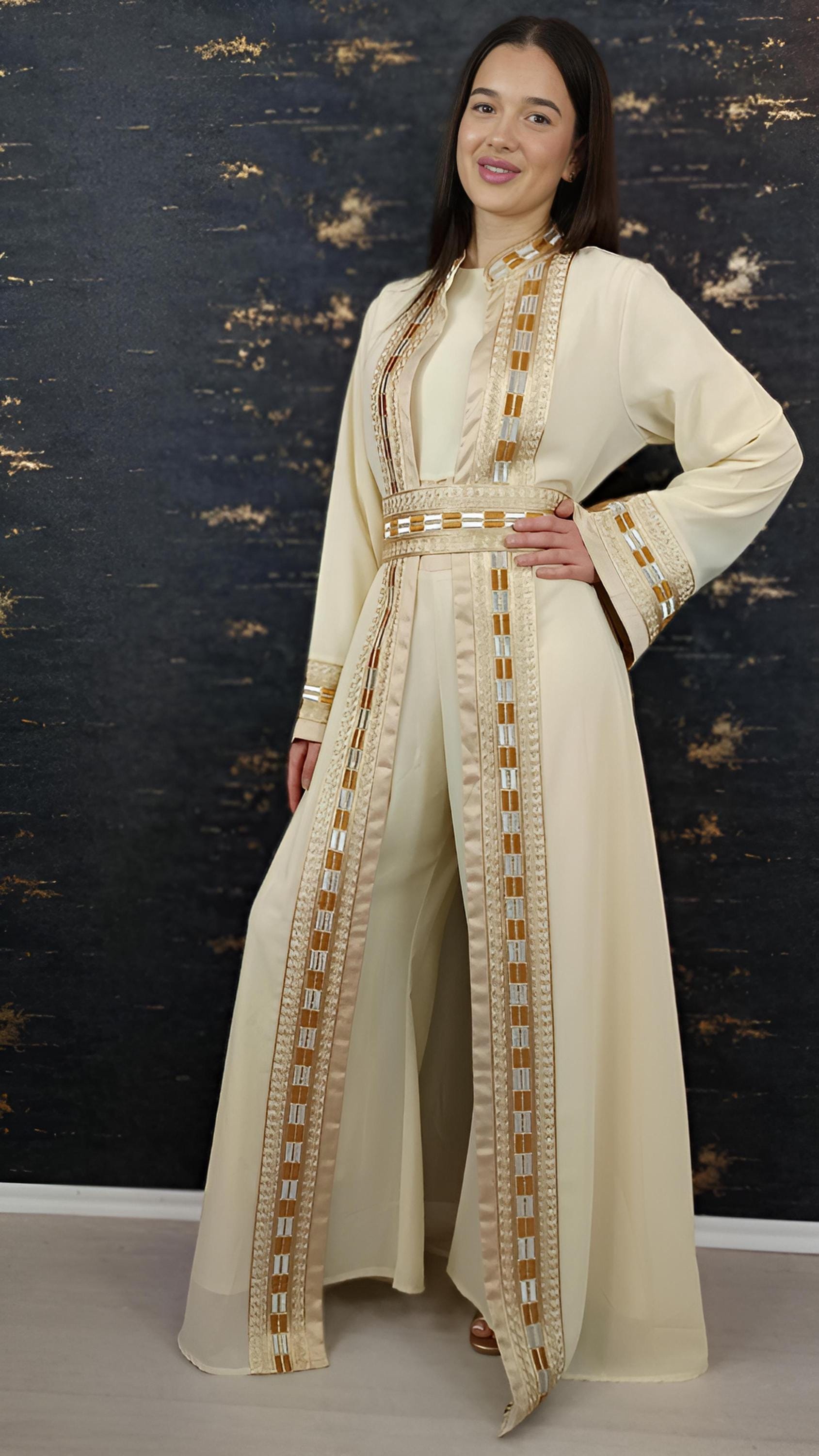 Luxus Overall Dubai, Creme, Hochzeit, Hosenanzug, Jumpsuit, Kaftan, Hennakleid, Kaftan Dress, Kaftan Frauen, Abendkleid, Abschlusskleid __etsy:7731834553