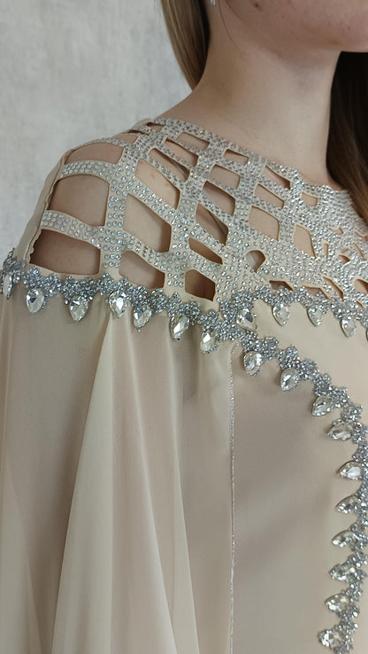 Beiges Abendkleid elegant lang, Chiffon Kleid, Elegant Beige Evening Dress, Long Formal Gown, Prom Dress (etsy image id: 7911567560)