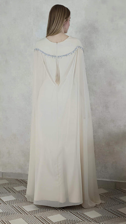 Beiges Abendkleid elegant lang, Chiffon Kleid, Elegant Beige Evening Dress, Long Formal Gown, Prom Dress (etsy image id: 7911567922)