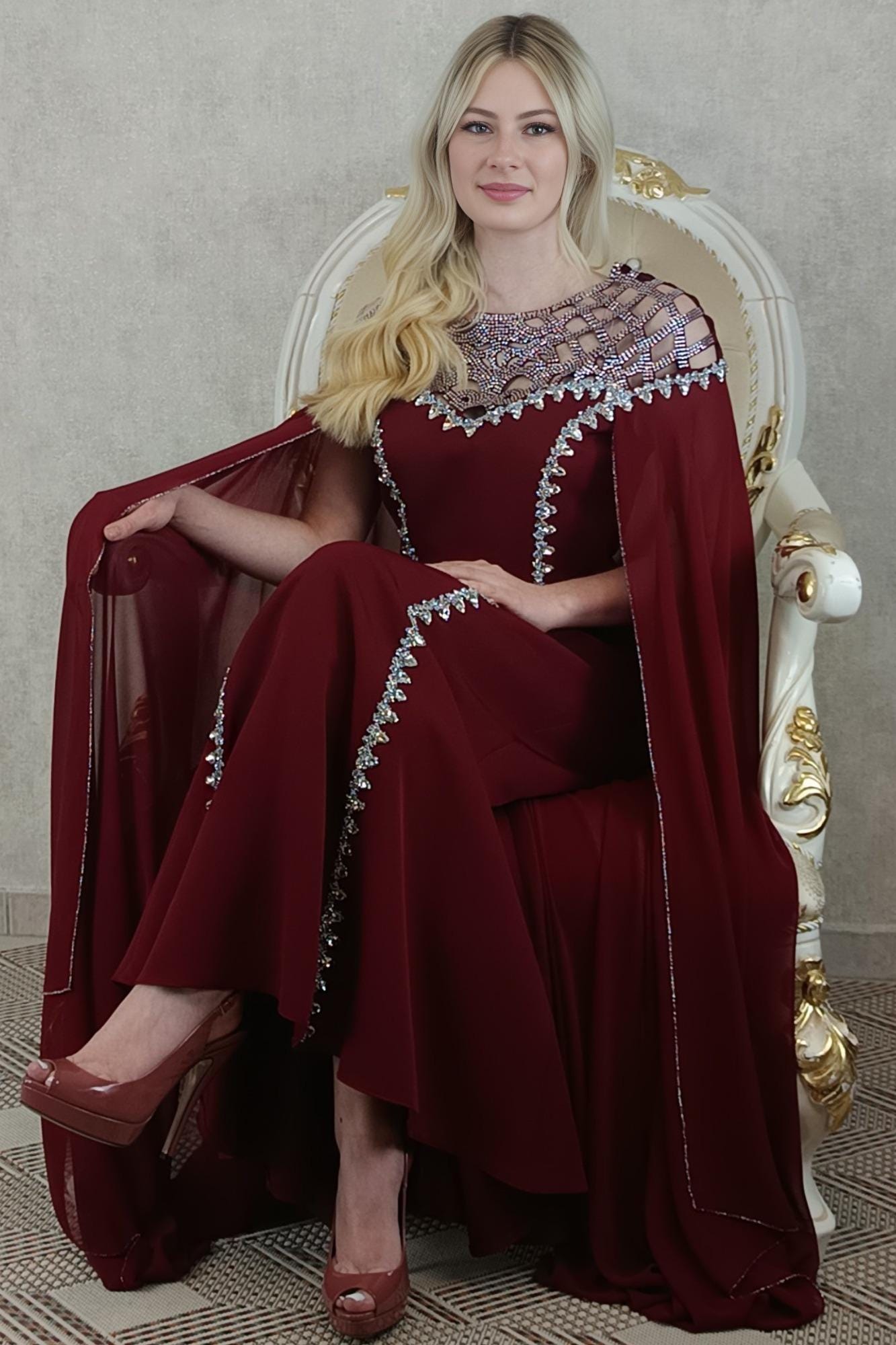 Kleid für Verlobung , Abschlusskleid , Abendkleid , Festliches Kleid ärmellos mit eleganter Schleppe , Ballkleid Damen , Abiball Kleid rot. (etsy image id: 7958765859)