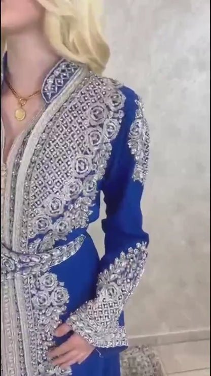Königsblau Kaftan für Frauen – Marokkanisches Abendkleid, Blau Boho Kaftan – Festliches Kleid für Henna & Hochzeit,  Königsblaue Takschita