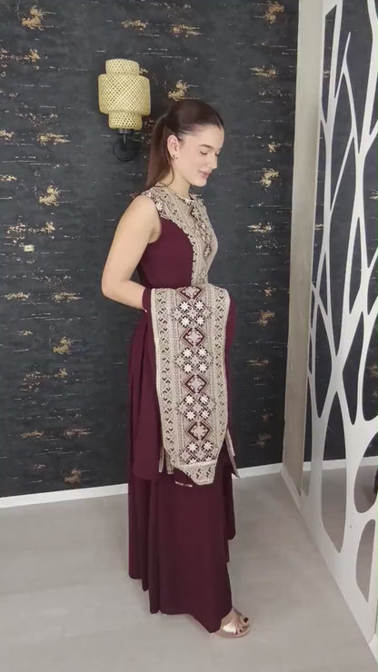 Overall Sindibad mit Abaya, weinrot, Hochzeit, Hosenanzug, Jumpsuit, Dubai Kaftan, Hennakleid, Kaftan Dress, Kaftan Frauen, Abendkleid