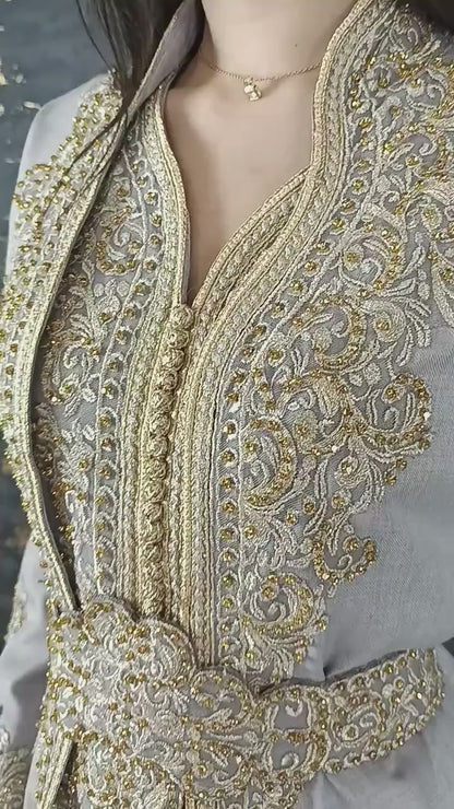 Silbergrau Kaftan | Frauen Kaftan |(L)| abaya | Arabisches Kleid | marokkanische kaftan | Dubai Kaftan | Takeshita | Henna Kleid | Karakou