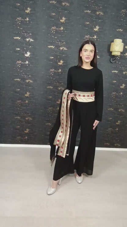 Luxus Overall Dubai, schwarz, Hosenanzug, Jumpsuit, Kaftan, Hennakleid, Kaftan Dress, Kaftan Frauen, Abendkleid, Verlobung, Abschlusskleid