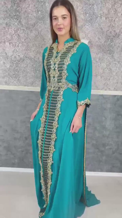 Kaftan Frauen | Kaftan | Bestickter Kaftan | Takschita | marokkanische kaftan | Arabisch Kaftan | Dubai Kaftan | bindalli | henna Kleid
